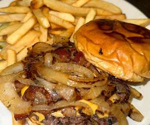 burger with fries