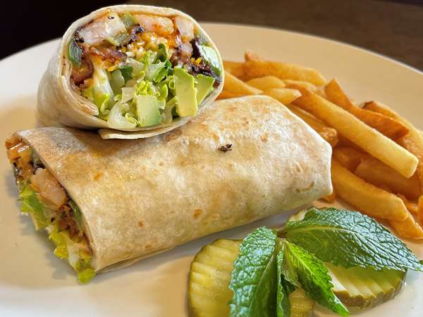 chicken caesar wrap with fries